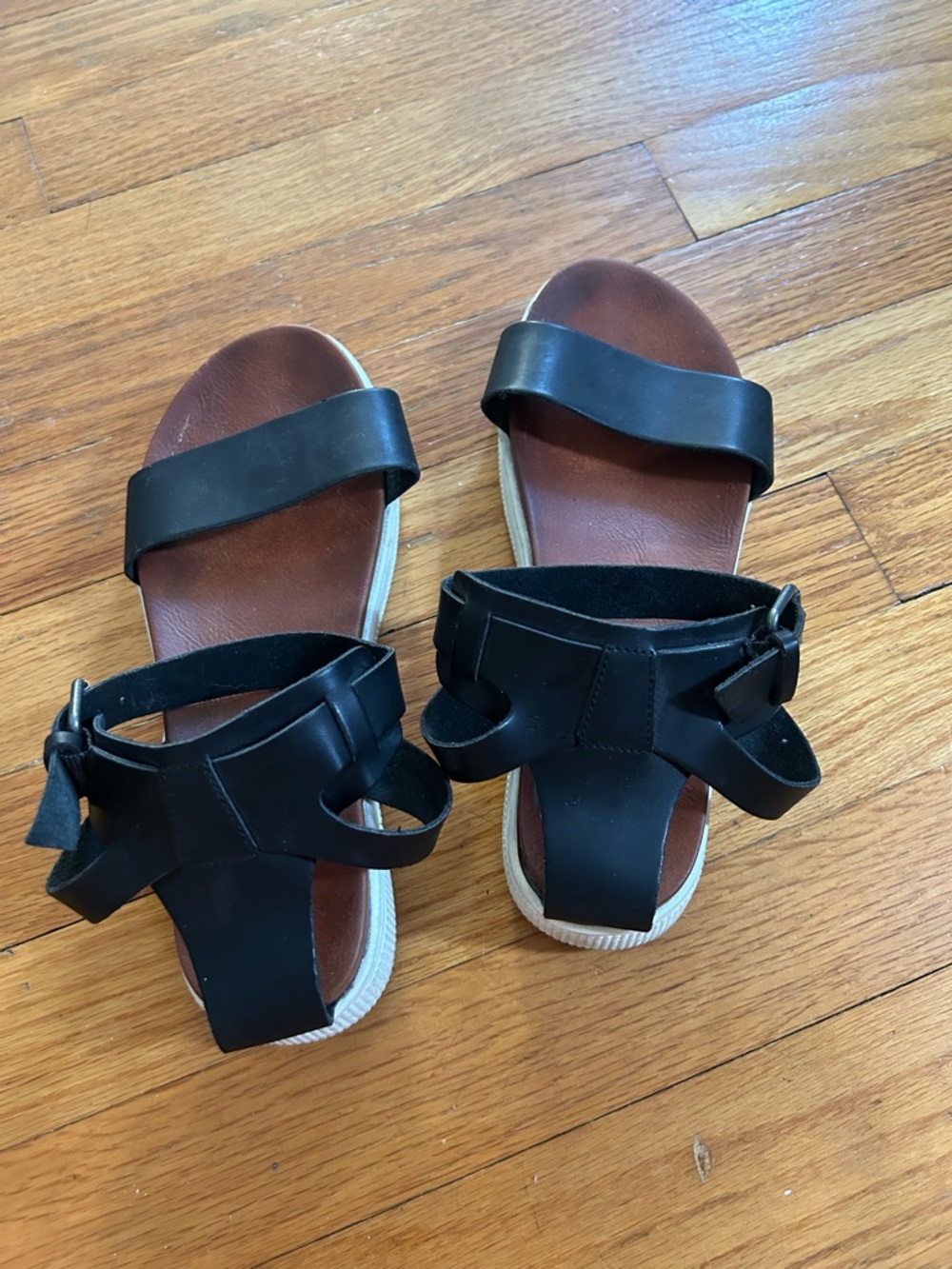 MIA Black and Brown Two-Strap Women’s Sandals